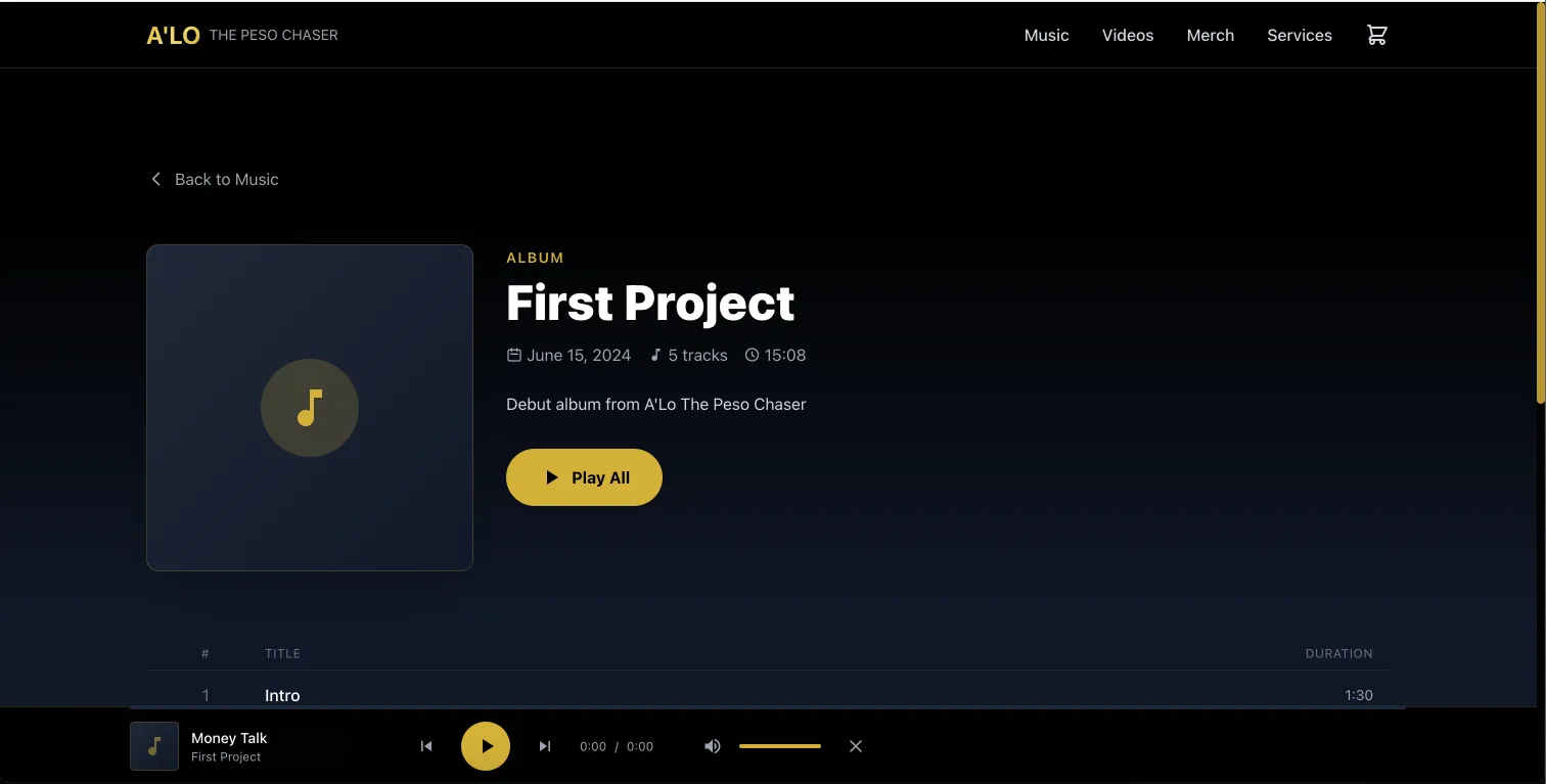 DDG Web App for Alo - Music Player