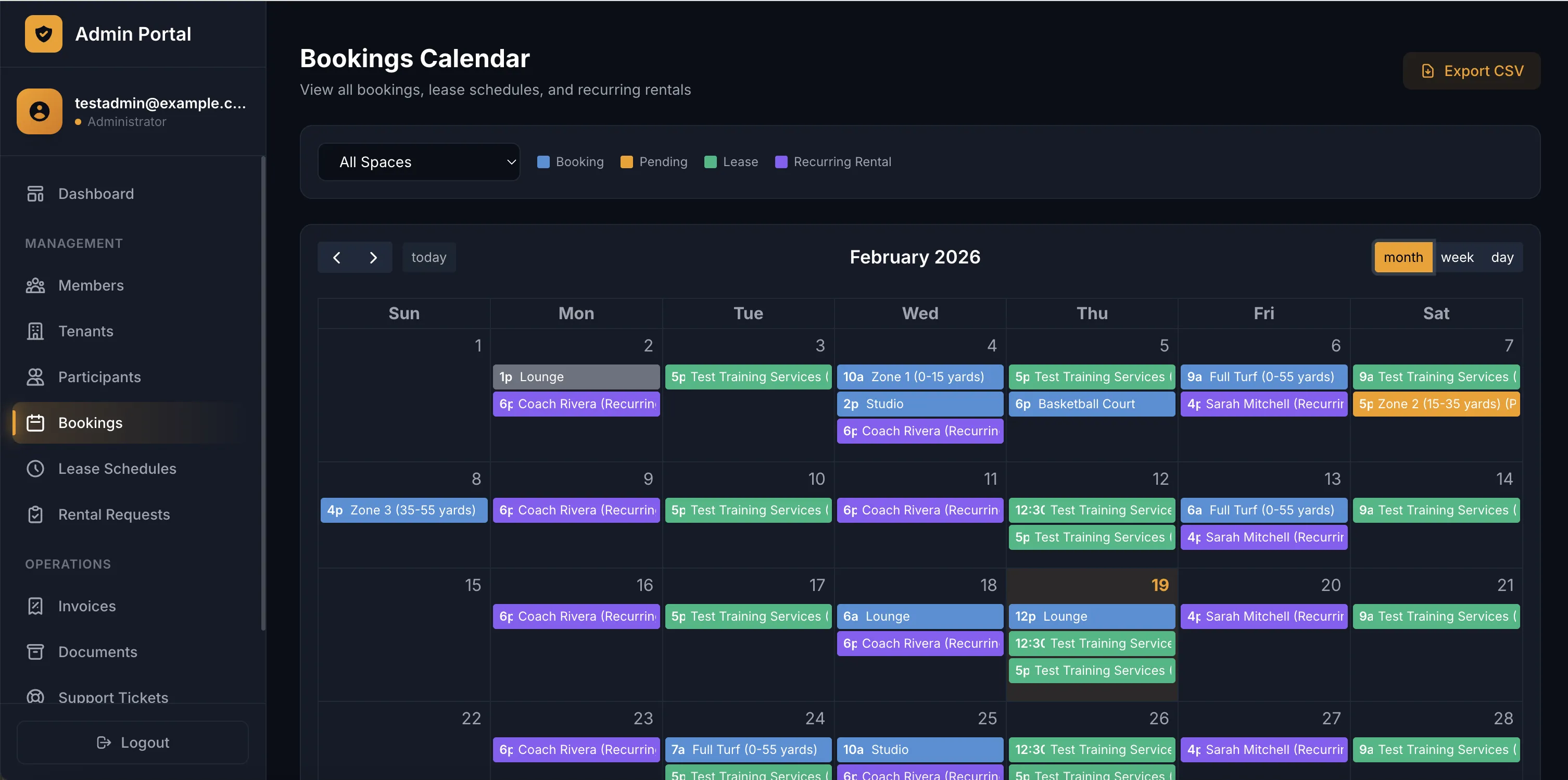 Field of Dreams Sportsplex - Booking Calendar